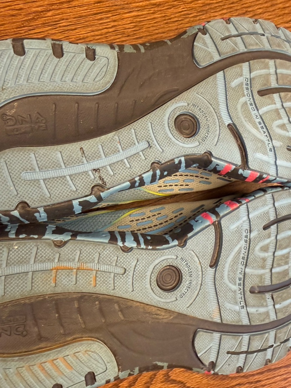 Men’s Brooks Gray Running Shoes with Neon Yellow Accents and Multicolor Midsole - Picture 4 of 5